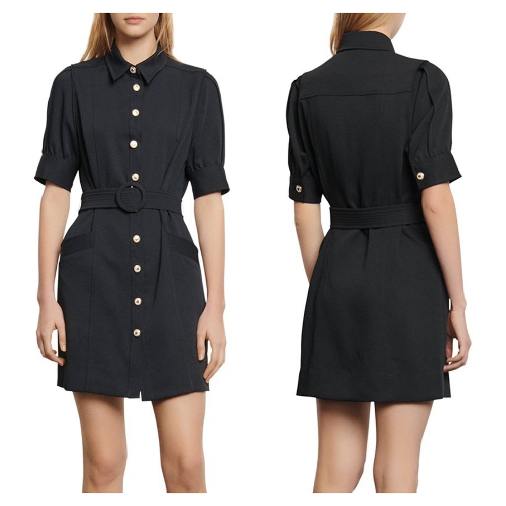 Sandro Joody Belted Mini Dress Size XS (34)